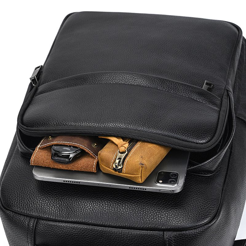 男士新款後背包 真皮雙肩背包 通勤電腦背包 大容量頭層牛皮戶外旅行包 學生書包推薦 真皮包包