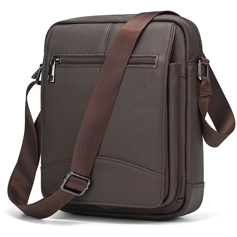 男男士真皮新款小單肩包 歐美復古戶外休閒斜挎包 翻蓋男包 時尚斜背包蓋頭包推薦 真皮包包