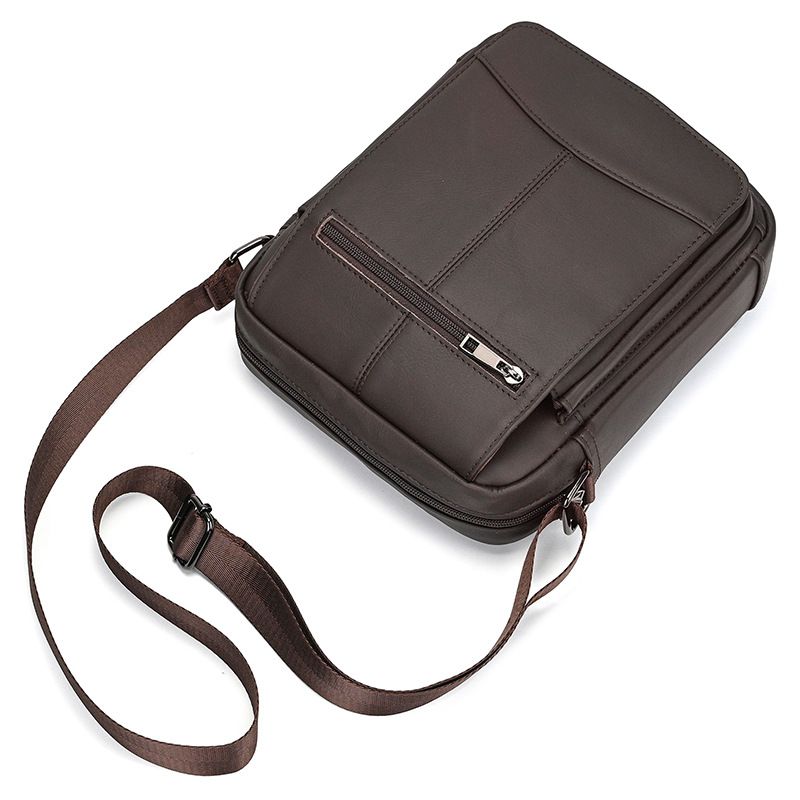 男男士真皮新款小單肩包 歐美復古戶外休閒斜挎包 翻蓋男包 時尚斜背包蓋頭包推薦 真皮包包