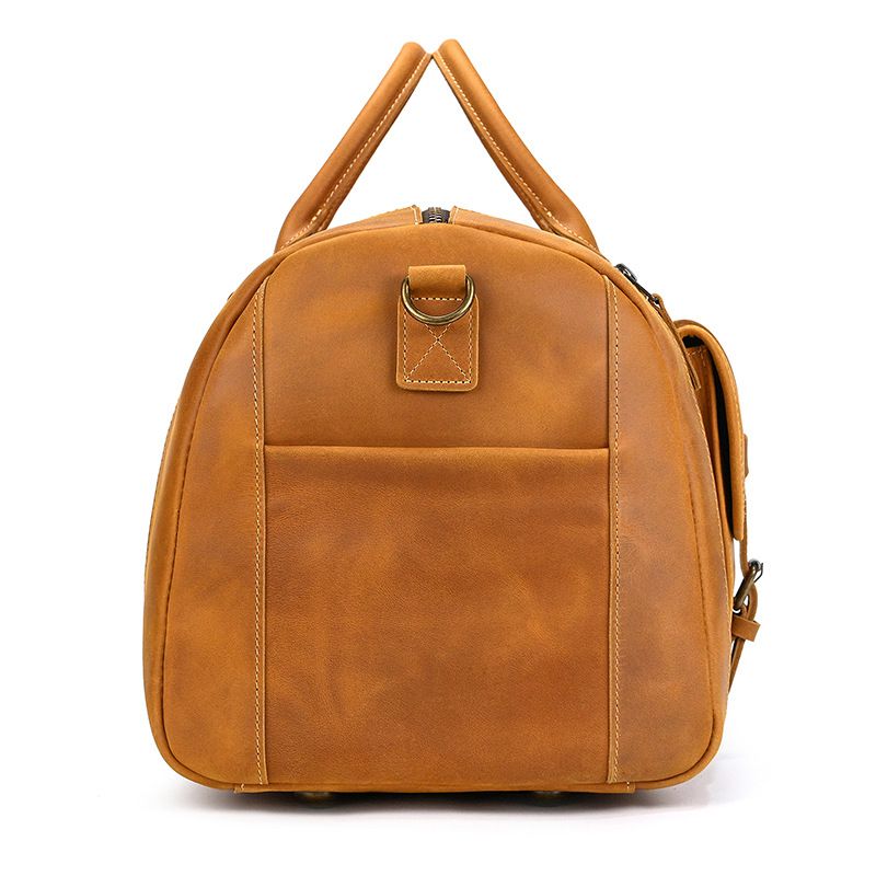 歐美大小號復古瘋馬皮旅行包 男士真皮手提包 休閒健身包 帶鞋位頭層牛皮行李包斜背包推薦 真皮包包