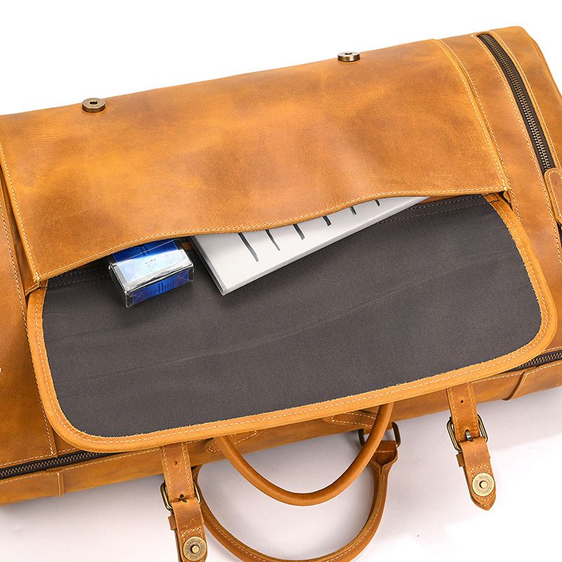 歐美大小號復古瘋馬皮旅行包 男士真皮手提包 休閒健身包 帶鞋位頭層牛皮行李包斜背包推薦 真皮包包