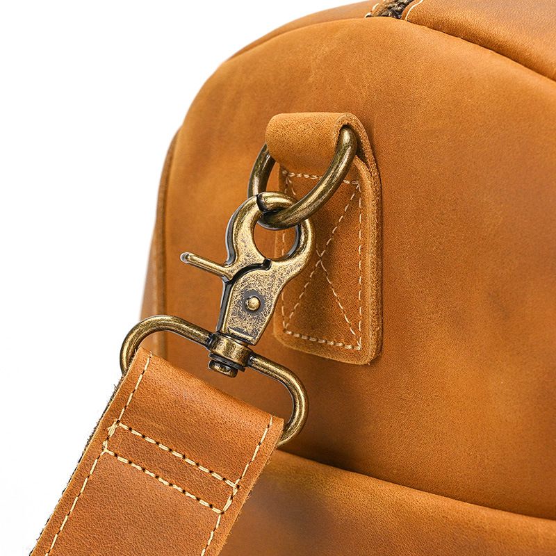 歐美大小號復古瘋馬皮旅行包 男士真皮手提包 休閒健身包 帶鞋位頭層牛皮行李包斜背包推薦 真皮包包