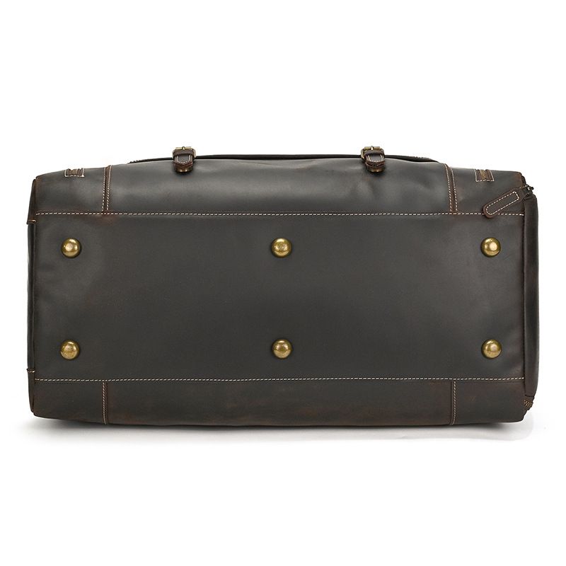 歐美大小號復古瘋馬皮旅行包 男士真皮手提包 休閒健身包 帶鞋位頭層牛皮行李包斜背包推薦 真皮包包