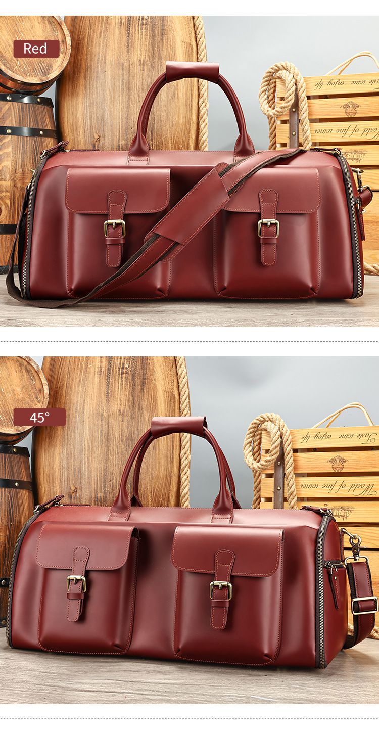 歐美瘋馬皮男士行李包 高級感帶鞋倉旅行包 男大容量手提健身包 頭層牛皮行李箱包推薦 真皮包包