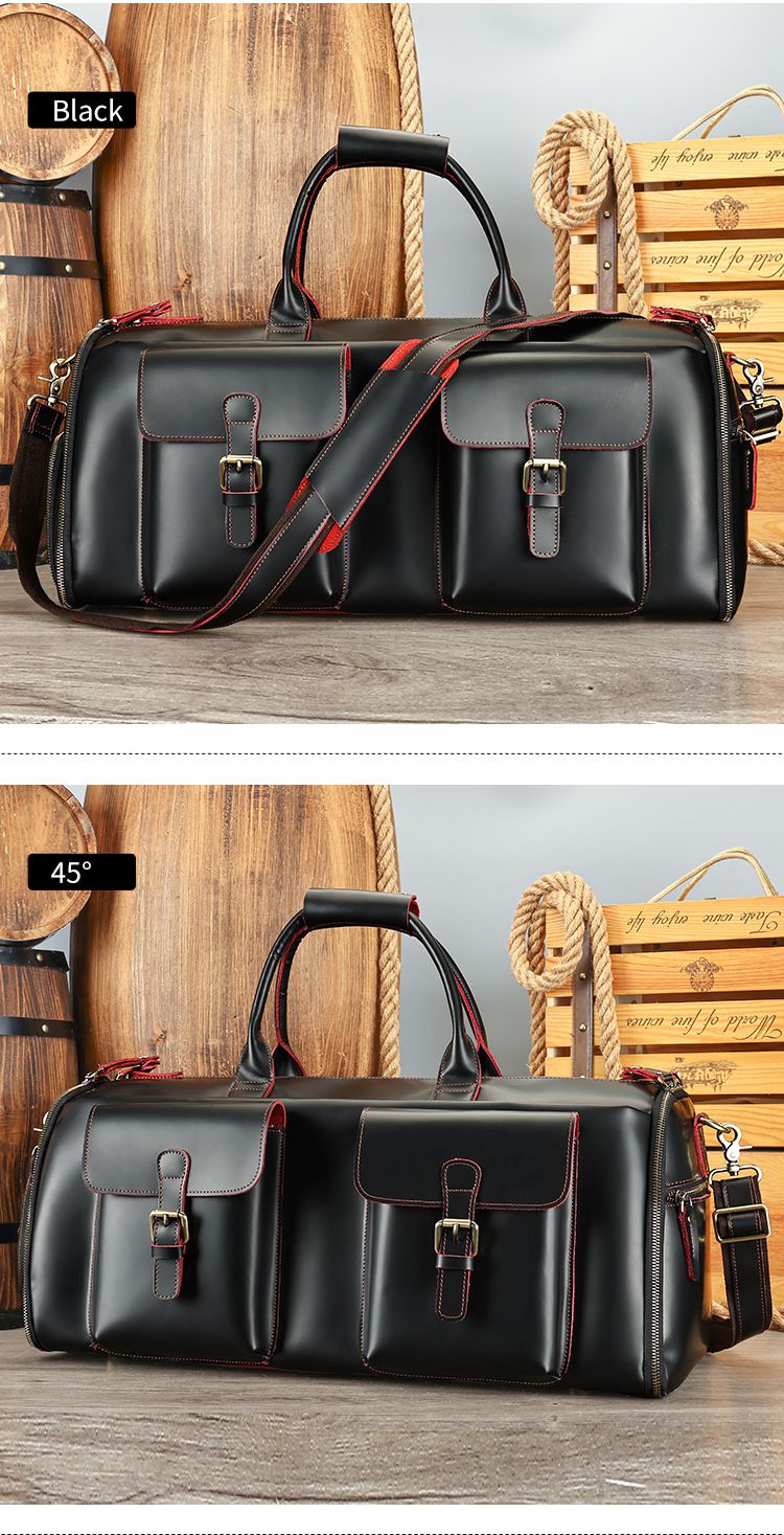 歐美瘋馬皮男士行李包 高級感帶鞋倉旅行包 男大容量手提健身包 頭層牛皮行李箱包推薦 真皮包包