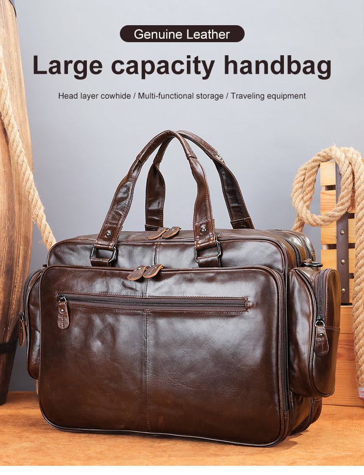 歐美大容量油皮電腦公事包 頭層牛皮手提包 休閒復古真皮男士公文包 商務單肩斜挎包推薦 真皮包包