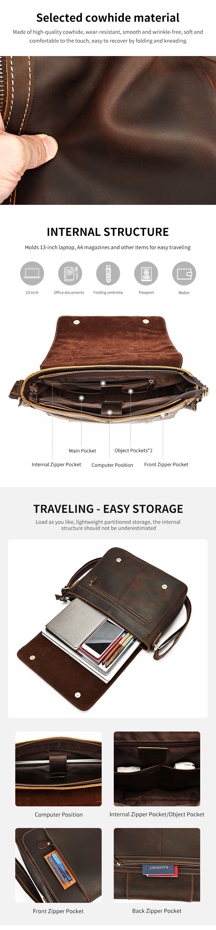 油蠟皮大容量單肩斜挎包 復古郵差包 頭層牛皮斜背包 瘋馬皮出差斜挎包 真皮單肩斜背包商務男士包 真皮包包