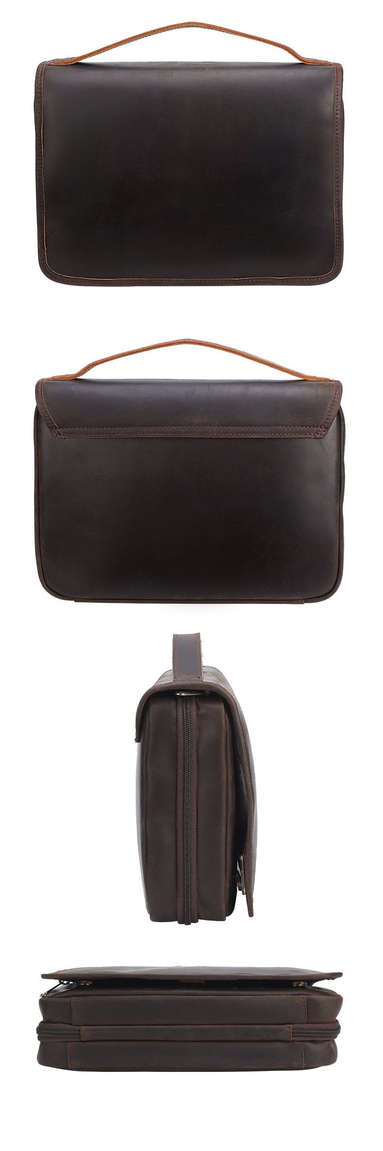 頭層牛皮洗漱包 真皮旅行出差洗漱用品收納袋 瘋馬皮化妝包 四折可懸掛護膚品包包推薦 真皮包包