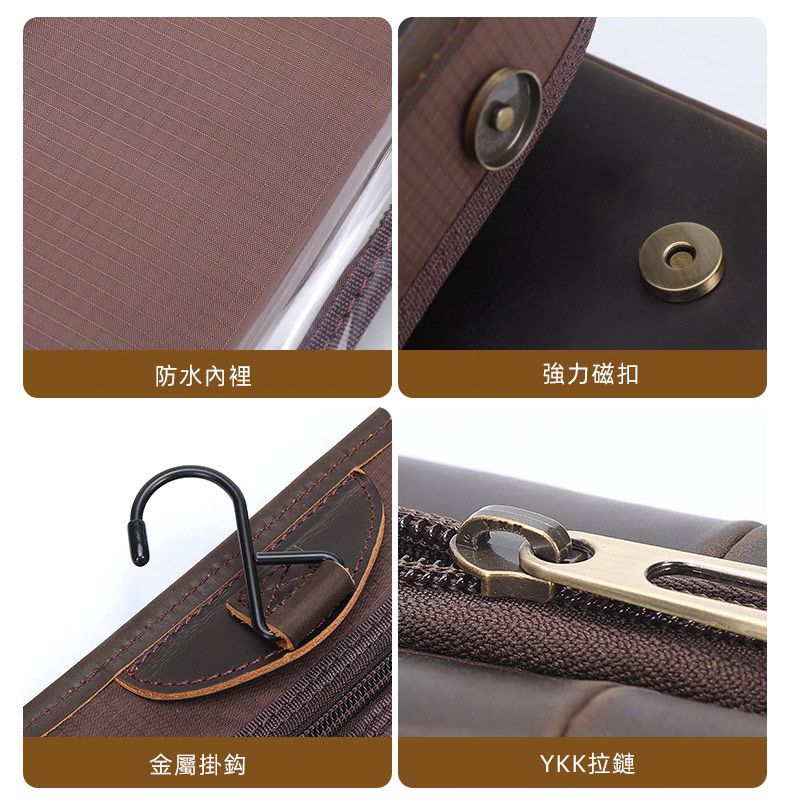 頭層牛皮洗漱包 真皮旅行出差洗漱用品收納袋 瘋馬皮化妝包 四折可懸掛護膚品包包推薦 真皮包包