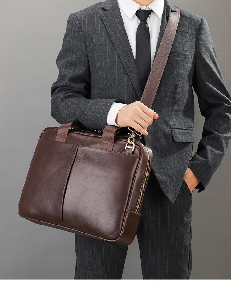 大容量公文包 真皮男士款橫款手提包 頭層牛皮電腦收納包 商務律師包公事包推薦 真皮包包