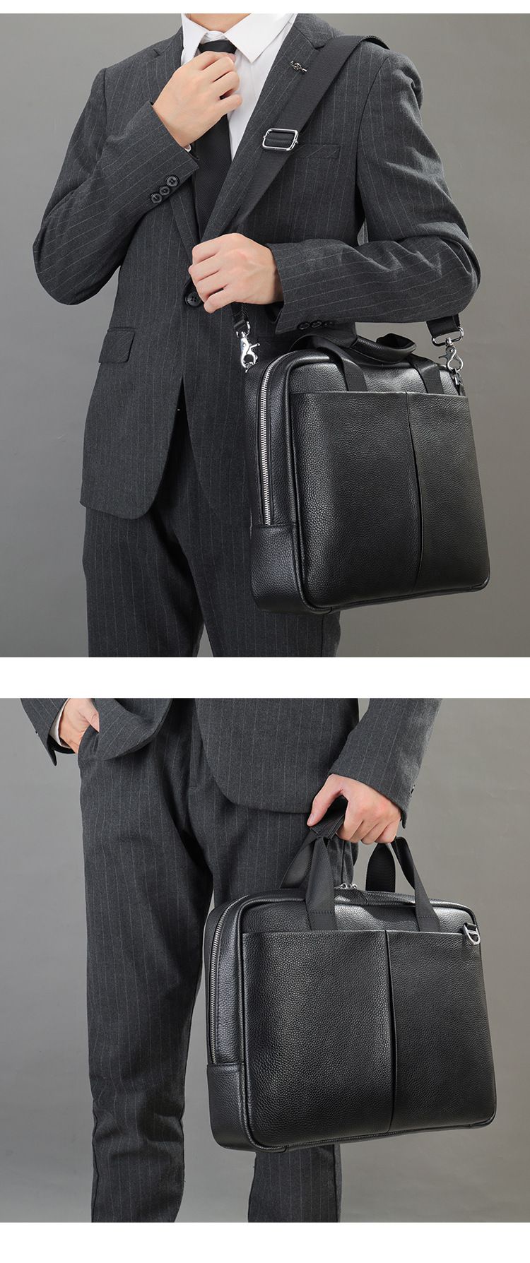 大容量公文包 真皮男士款橫款手提包 頭層牛皮電腦收納包 商務律師包公事包推薦 真皮包包