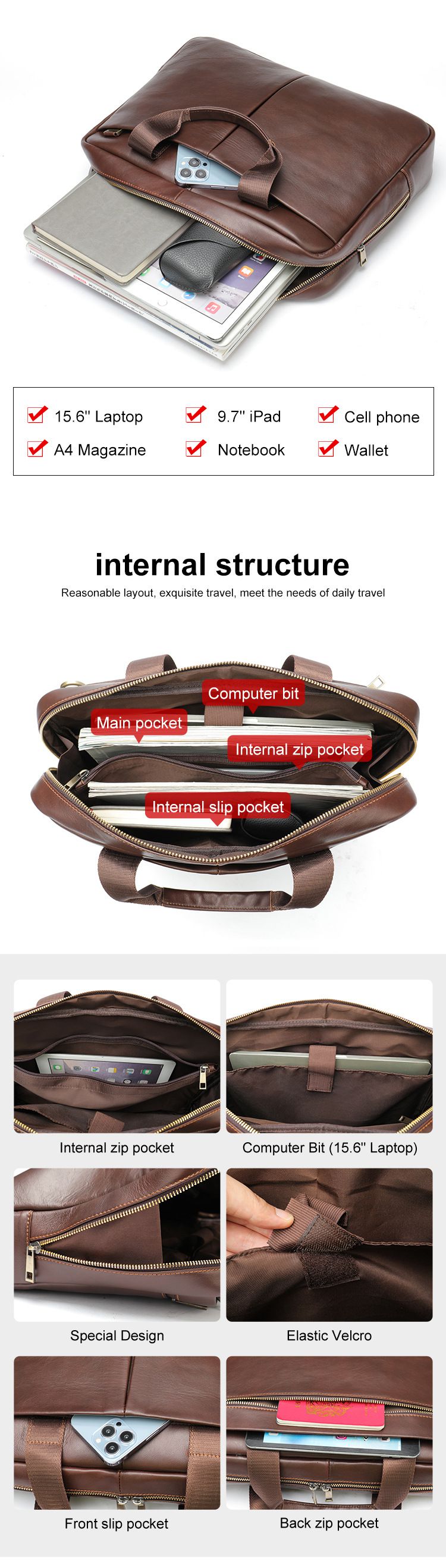 大容量公文包 真皮男士款橫款手提包 頭層牛皮電腦收納包 商務律師包公事包推薦 真皮包包