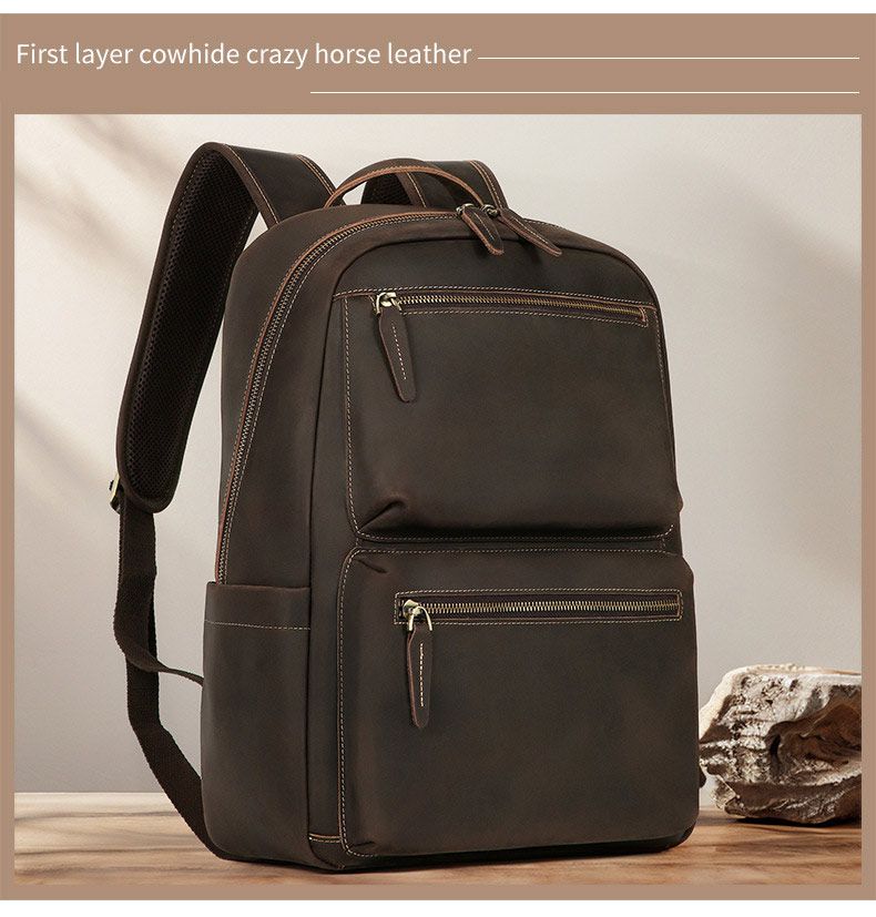 大容量頭層牛皮後背包 真皮雙肩包 多功能出差通勤商務背包 大容量電腦包 新款旅行包推薦 真皮包包