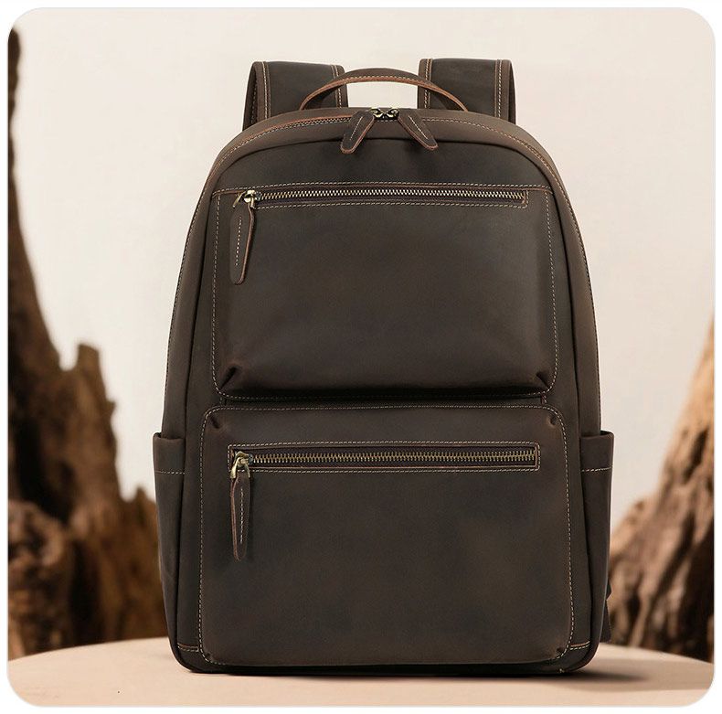 大容量頭層牛皮後背包 真皮雙肩包 多功能出差通勤商務背包 大容量電腦包 新款旅行包推薦 真皮包包