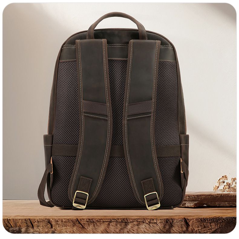 大容量頭層牛皮後背包 真皮雙肩包 多功能出差通勤商務背包 大容量電腦包 新款旅行包推薦 真皮包包