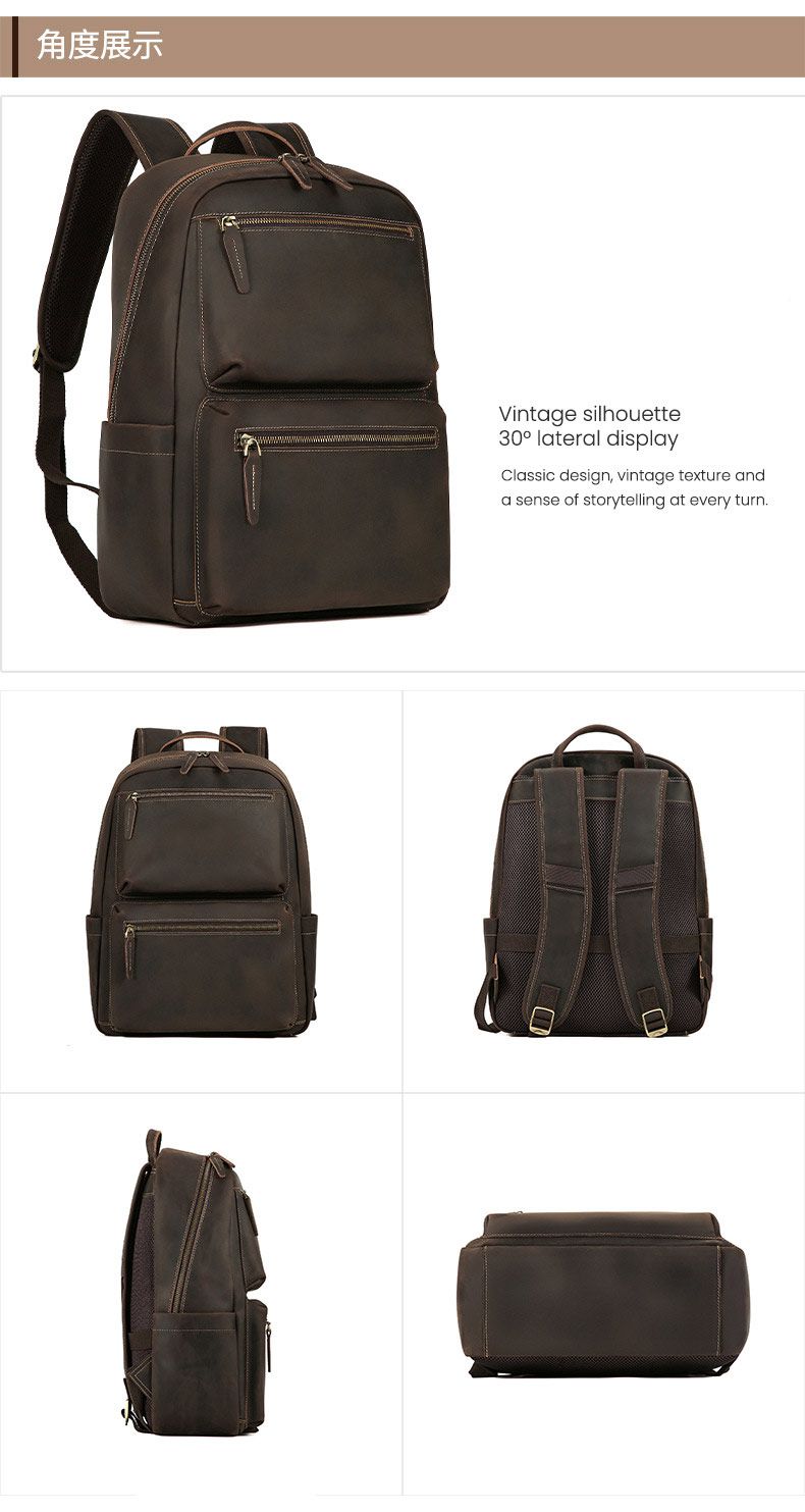 大容量頭層牛皮後背包 真皮雙肩包 多功能出差通勤商務背包 大容量電腦包 新款旅行包推薦 真皮包包