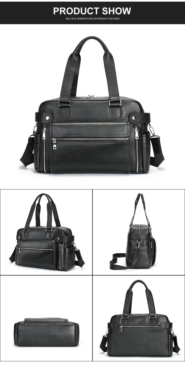 新款男士商務公文包 真皮出差上班通勤包 大容量電腦手提包 頭層牛皮旅行斜挎包推薦 真皮包包