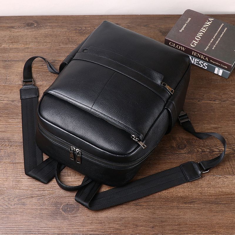 新品真皮男士雙肩包 頭層牛皮後背包 學生書包大容量外出旅行包 經典商務男電腦背包推薦 真皮包包