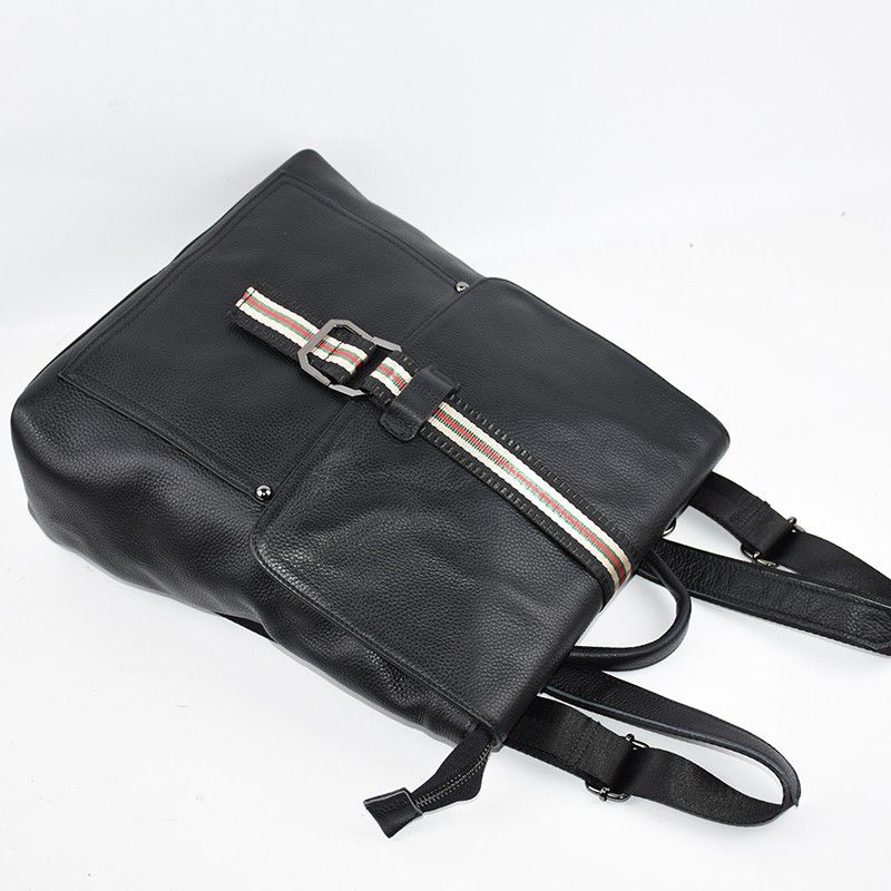 時尚雙肩背包 頭層牛皮商務通勤後背包學生書包 大容量中性包包 新款真皮背包推薦 真皮包包