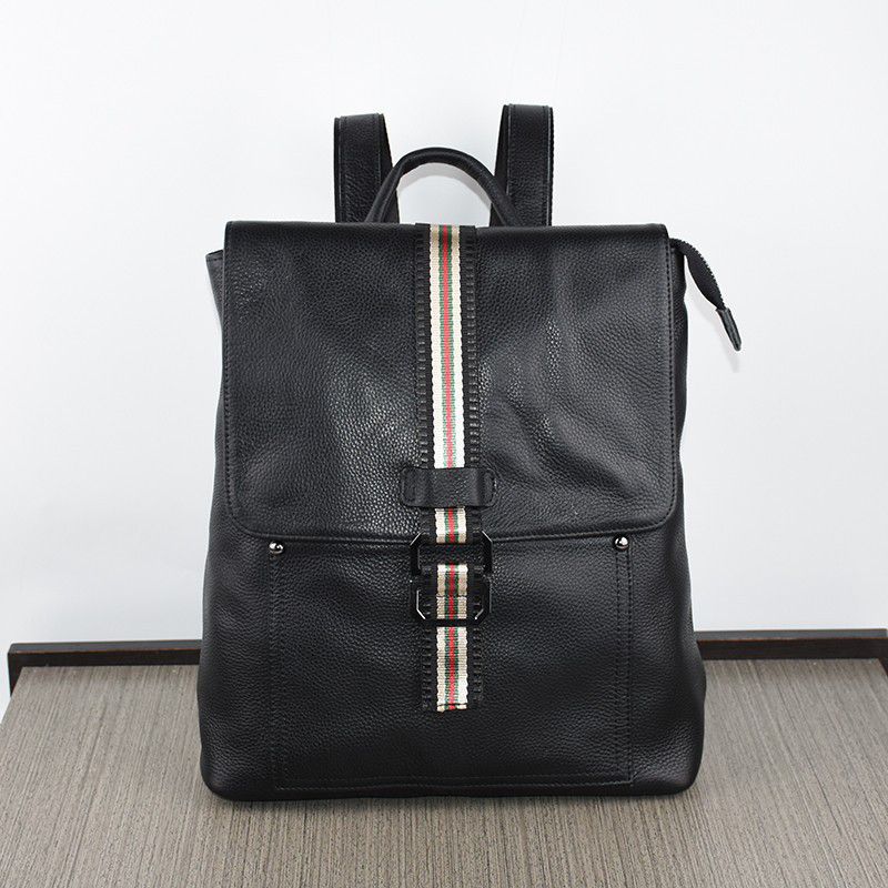 時尚雙肩背包 頭層牛皮商務通勤後背包學生書包 大容量中性包包 新款真皮背包推薦 真皮包包