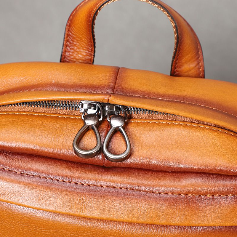 植鞣皮擦色後背包 頭層牛皮休閒旅行包 復古電腦背包 大容量真皮男士雙肩包推薦 真皮包包