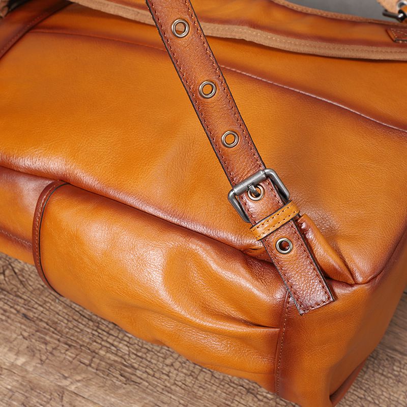 植鞣皮擦色後背包 頭層牛皮休閒旅行包 復古電腦背包 大容量真皮男士雙肩包推薦 真皮包包