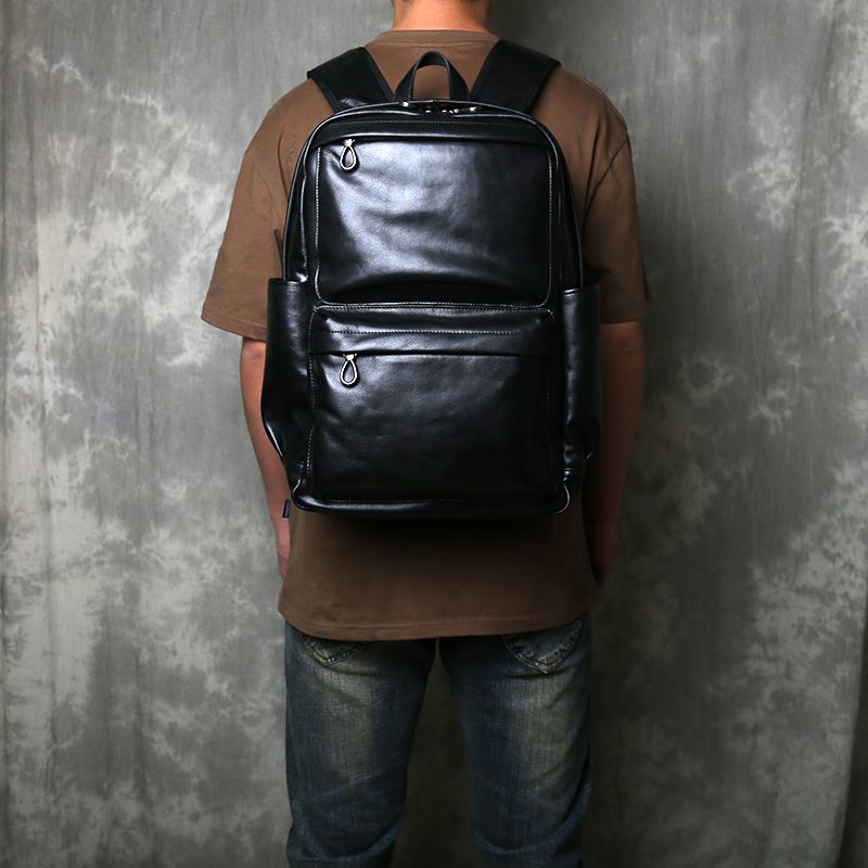 植鞣皮擦色後背包 頭層牛皮休閒旅行包 復古電腦背包 大容量真皮男士雙肩包推薦 真皮包包