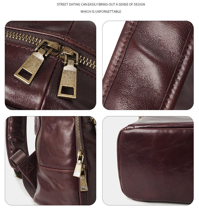 新款大容量軟皮後背包 女生真皮雙肩包 通勤休閒簡約背包 學生書包時尚復古女士包包推薦 真皮包包