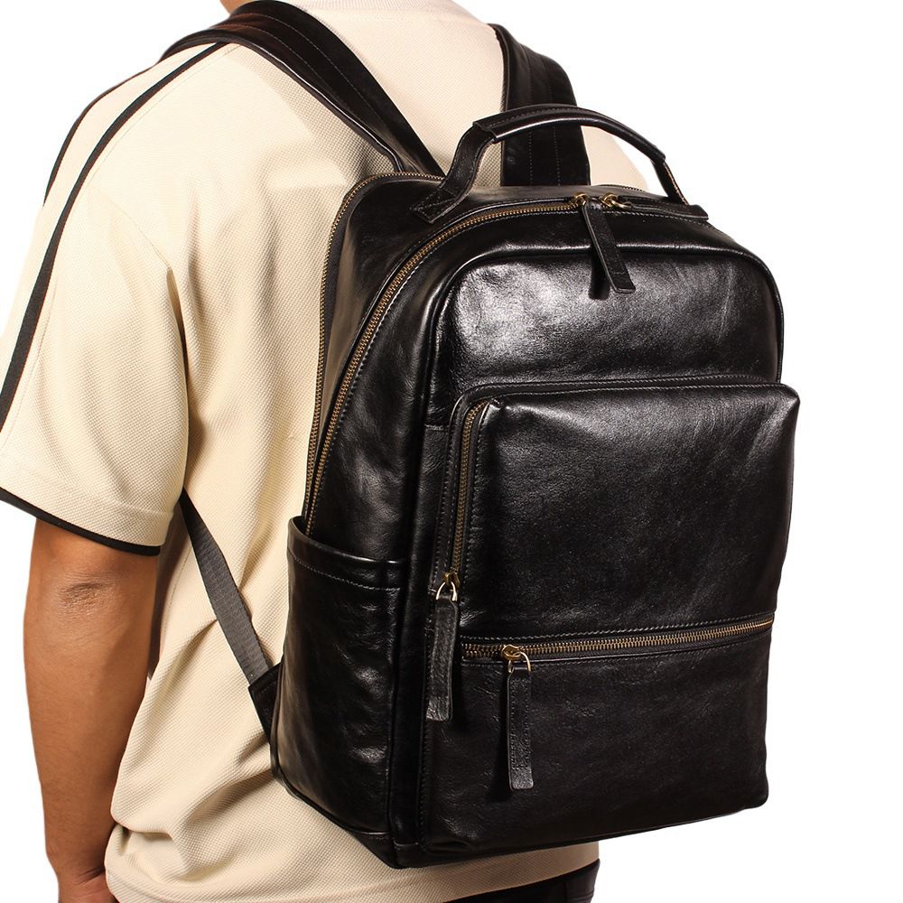 真皮男士後背包 新款雙肩包男款頭層牛皮商務通勤旅行包 大容量雙肩背包電腦包推薦 真皮包包