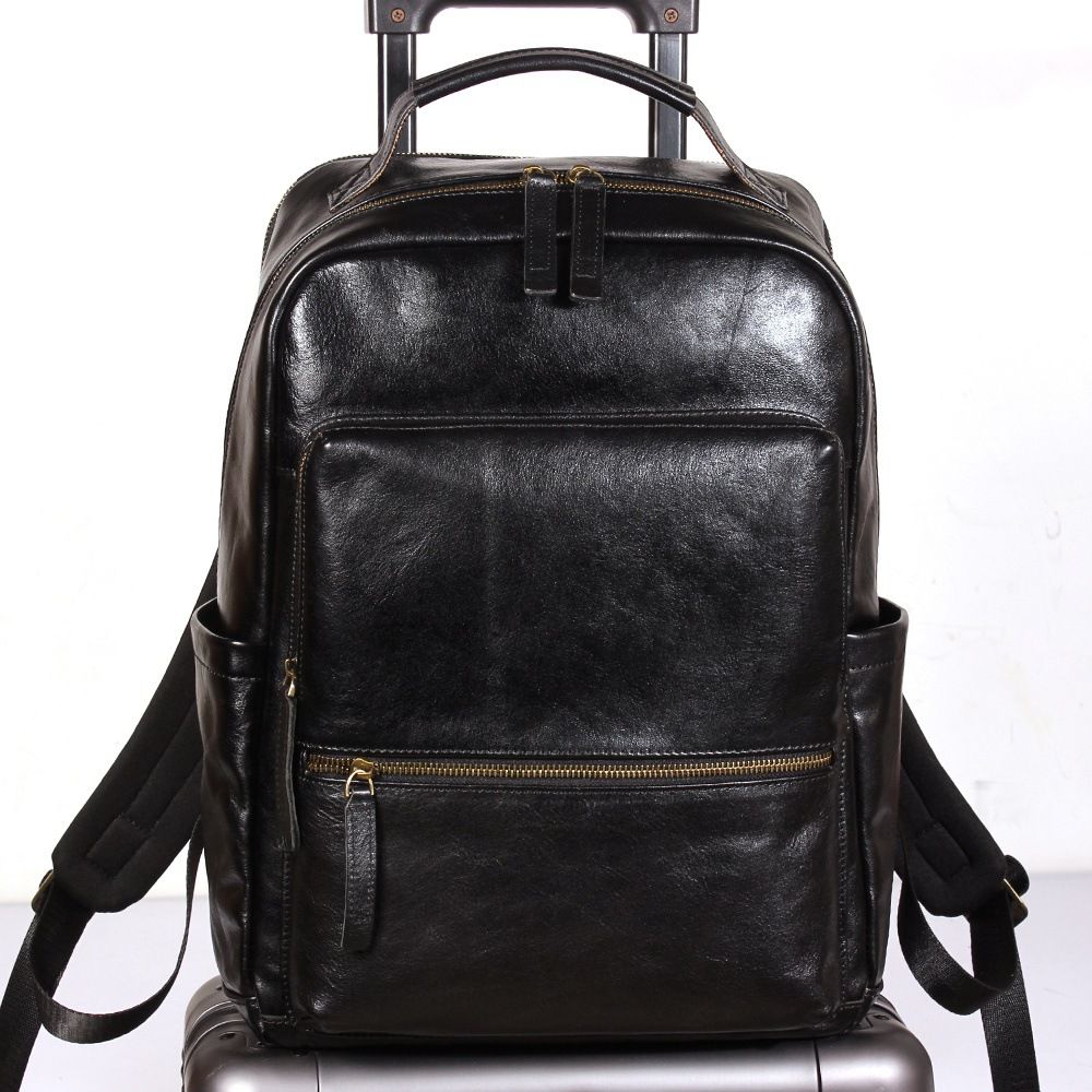 真皮男士後背包 新款雙肩包男款頭層牛皮商務通勤旅行包 大容量雙肩背包電腦包推薦 真皮包包