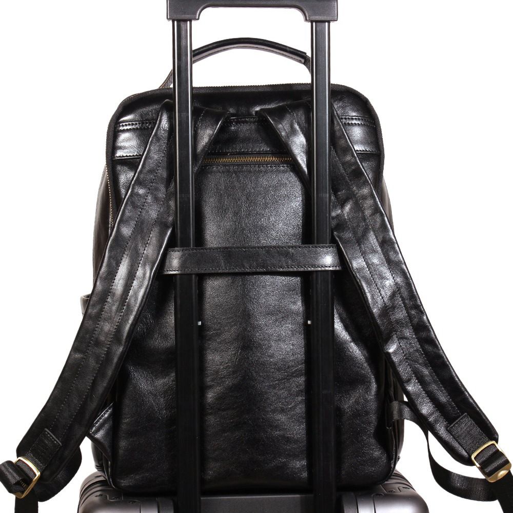 真皮男士後背包 新款雙肩包男款頭層牛皮商務通勤旅行包 大容量雙肩背包電腦包推薦 真皮包包