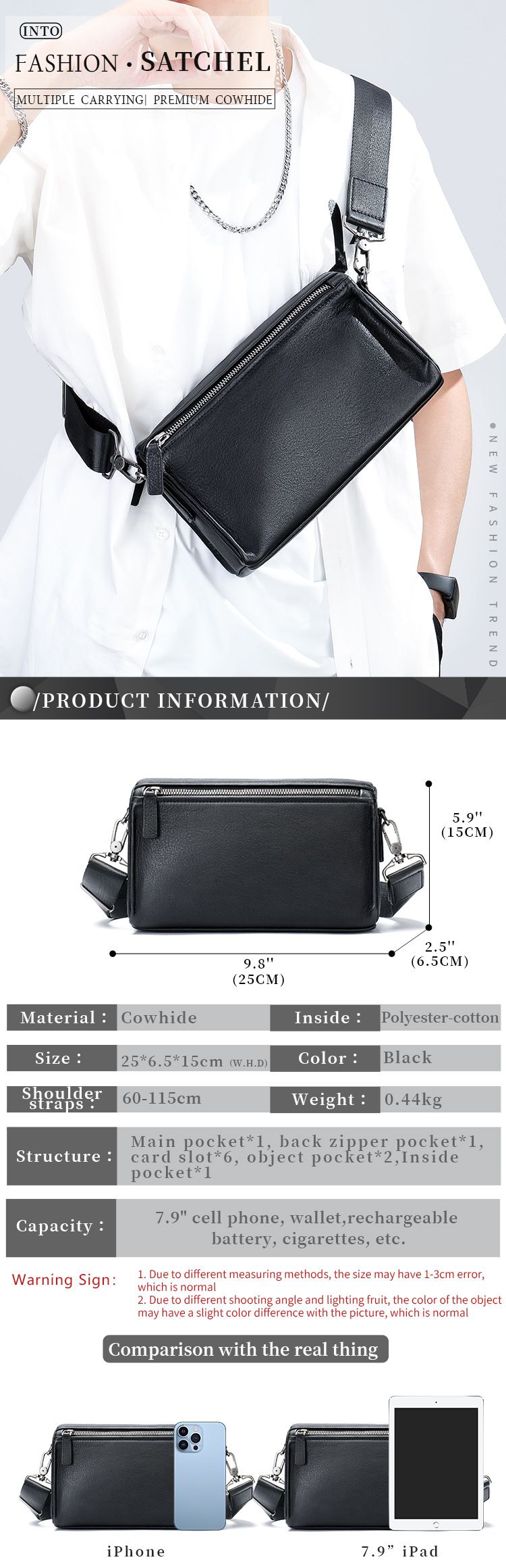 男士單肩包手拿包 時尚潮流百搭真皮男包 休閒簡約胸包 通勤頭層牛皮單肩斜挎包推薦 真皮包包