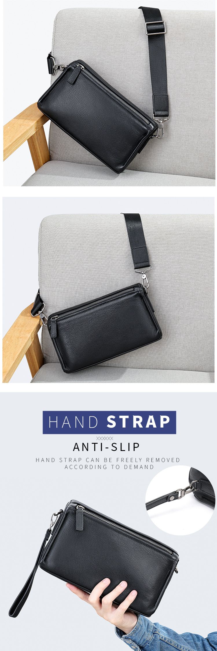 男士單肩包手拿包 時尚潮流百搭真皮男包 休閒簡約胸包 通勤頭層牛皮單肩斜挎包推薦 真皮包包