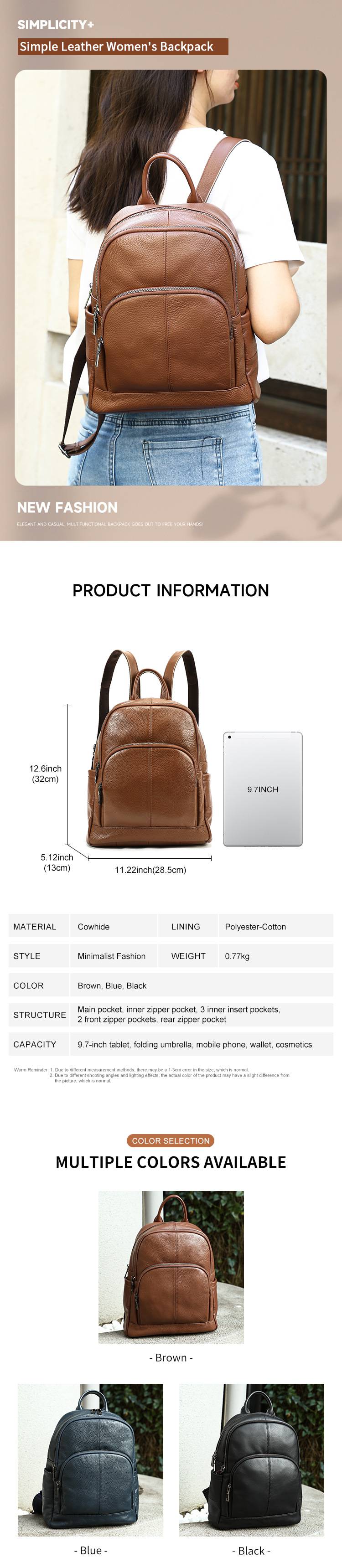 真皮女士雙肩包 精緻休閒軟牛皮後背包 大容量高檔時尚學生書包潮包包推薦 真皮包包