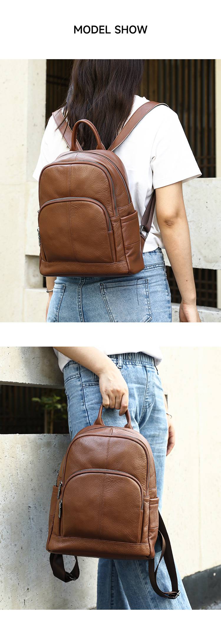 真皮女士雙肩包 精緻休閒軟牛皮後背包 大容量高檔時尚學生書包潮包包推薦 真皮包包