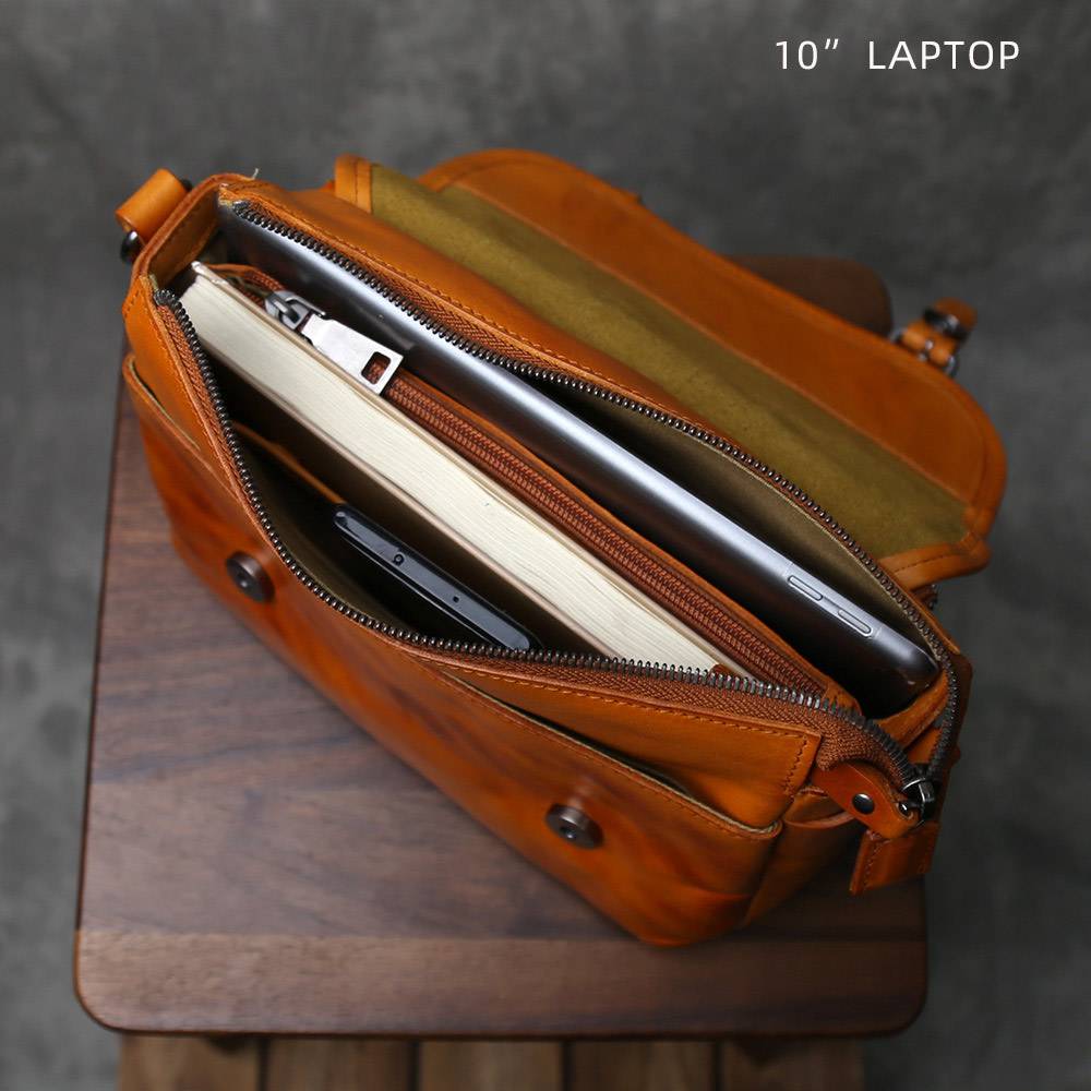 手工頭層牛皮植鞣皮簡約郵差包 真皮包包單肩包斜挎包 男女同款斜背包肩背包推薦 真皮包包