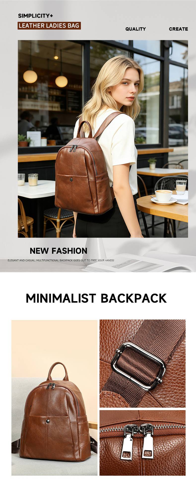 時尚真皮媽媽包後背包 大容量軟牛皮雙肩背包 頭層牛皮百搭通勤雙肩包新款包包推薦 真皮包包