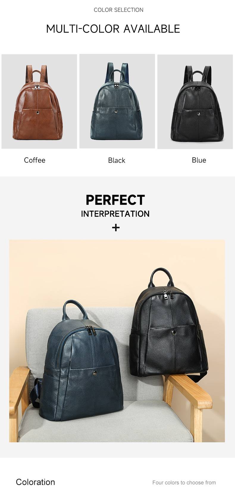 時尚真皮媽媽包後背包 大容量軟牛皮雙肩背包 頭層牛皮百搭通勤雙肩包新款包包推薦 真皮包包