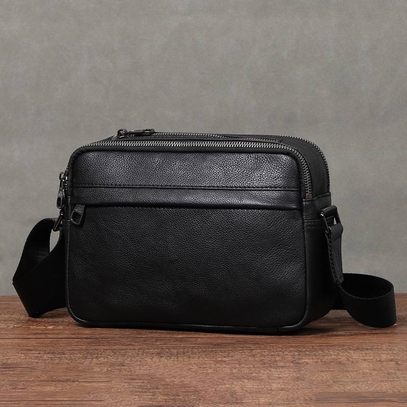新款男士斜挎包 韓版單肩斜挎小包包 頭層牛皮小方包 真皮男包肩背包側背包推薦 真皮包包