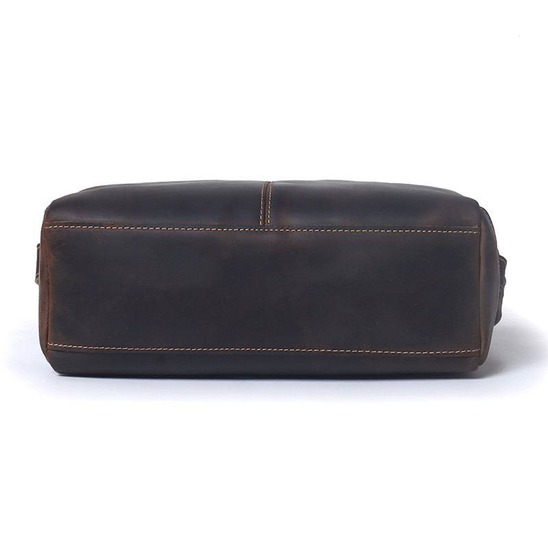 復古新款男士真皮單肩包 瘋馬皮斜挎包 大容量頭層牛皮真皮男包斜背包簡約小方包推薦 真皮包包