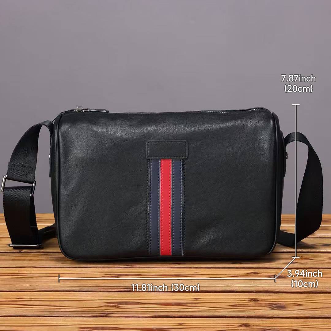 頭層牛皮男士斜背包 日常通勤單肩包 旅行外出小挎包 新品時尚男休閒運動斜挎包推薦 真皮包包