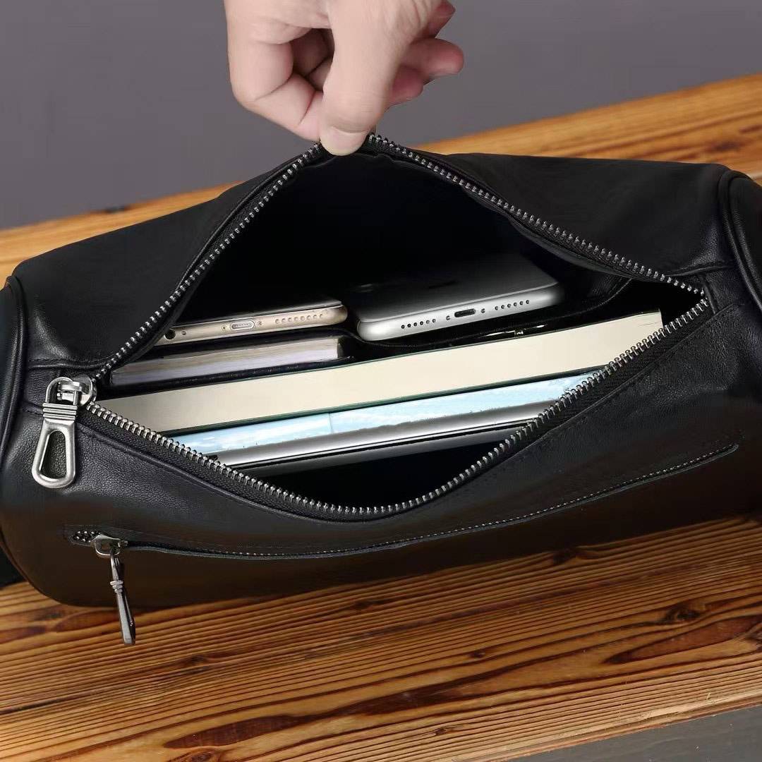 頭層牛皮男士斜背包 日常通勤單肩包 旅行外出小挎包 新品時尚男休閒運動斜挎包推薦 真皮包包