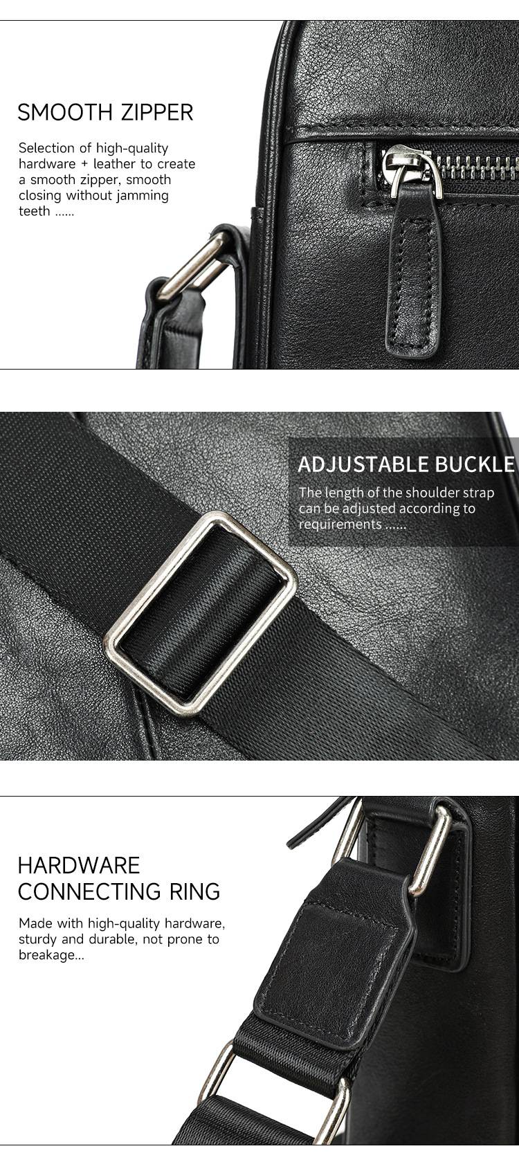 頭層牛皮男士單肩包 大容量豎款簡約斜挎包 男士休閒出行斜背包挎包 潮流包包ipad包推薦 真皮包包