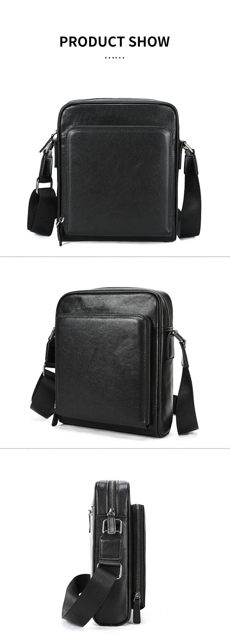 頭層牛皮男士單肩包 大容量豎款簡約斜挎包 男士休閒出行斜背包挎包 潮流包包ipad包推薦 真皮包包