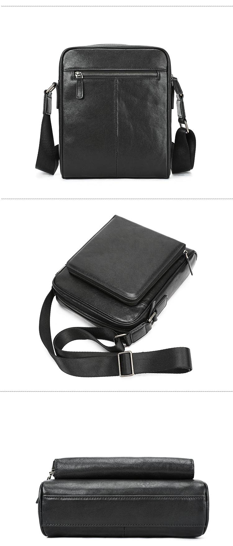 頭層牛皮男士單肩包 大容量豎款簡約斜挎包 男士休閒出行斜背包挎包 潮流包包ipad包推薦 真皮包包