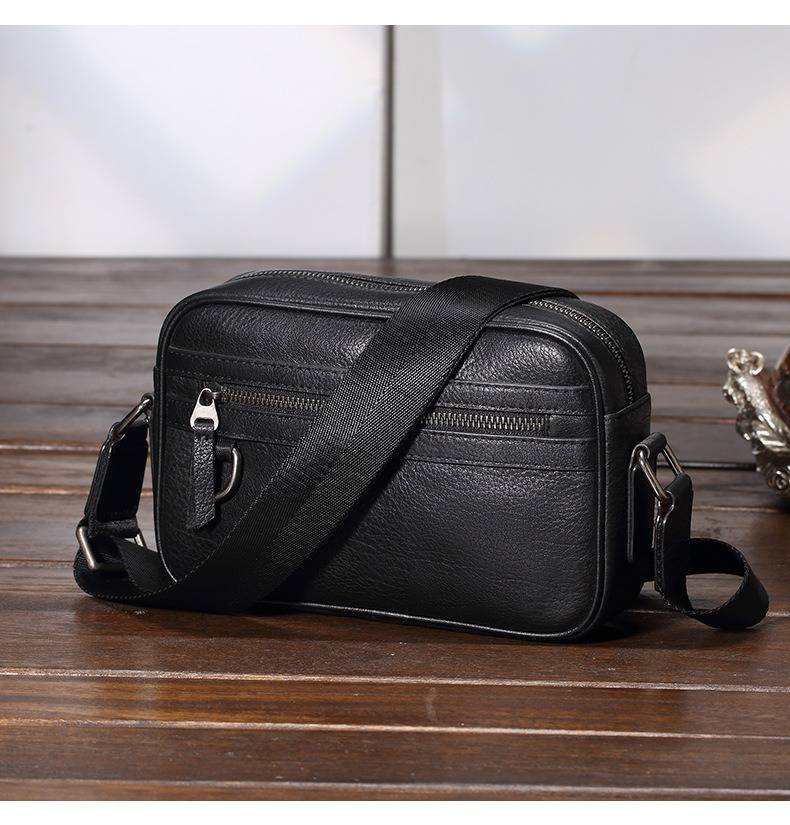 真皮男士斜挎包 小方包男包 輕奢牛皮時尚潮流單肩挎包 休閒新款斜背包推薦 真皮包包