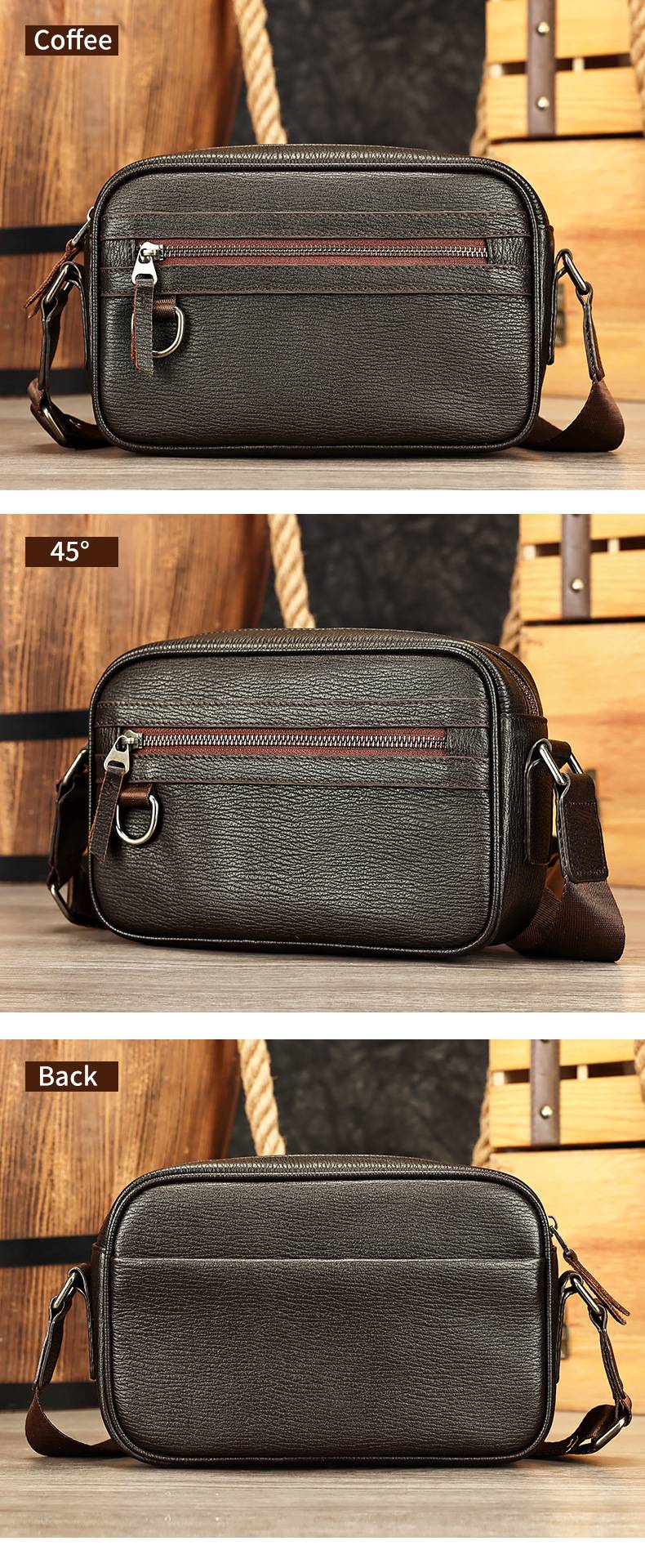 真皮男士斜挎包 小方包男包 輕奢牛皮時尚潮流單肩挎包 休閒新款斜背包推薦 真皮包包