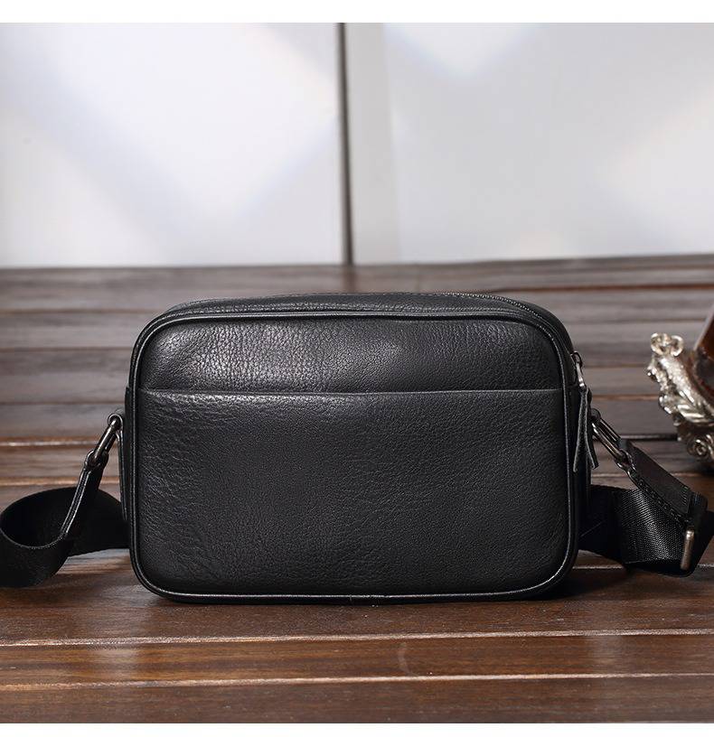 真皮男士斜挎包 小方包男包 輕奢牛皮時尚潮流單肩挎包 休閒新款斜背包推薦 真皮包包