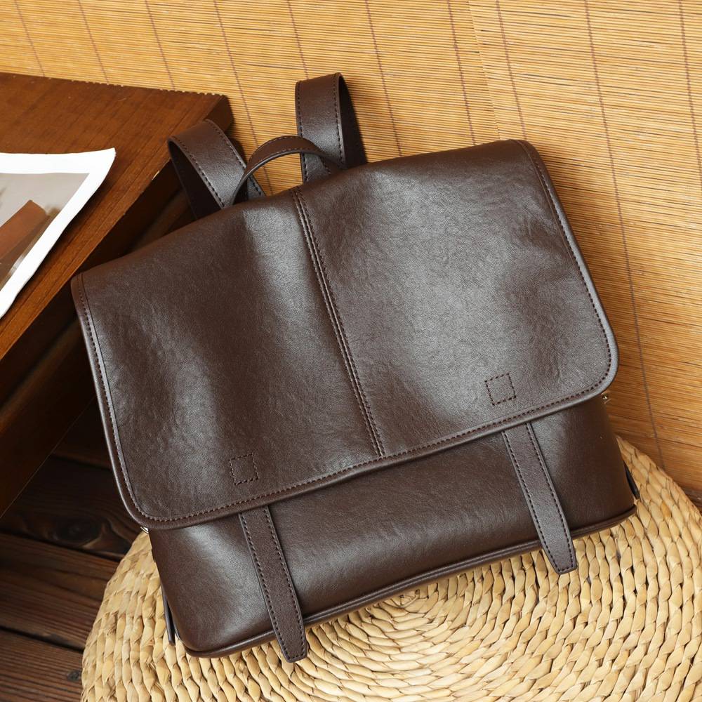 新款真皮女包學生書包 頭層植鞣牛皮雙肩包 經典郵差包後背包 女式復古背包推薦 真皮包包