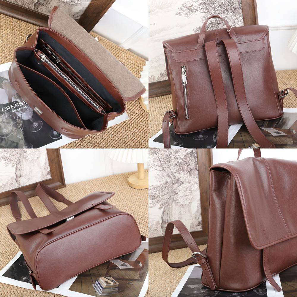 新款真皮女包學生書包 頭層植鞣牛皮雙肩包 經典郵差包後背包 女式復古背包推薦 真皮包包